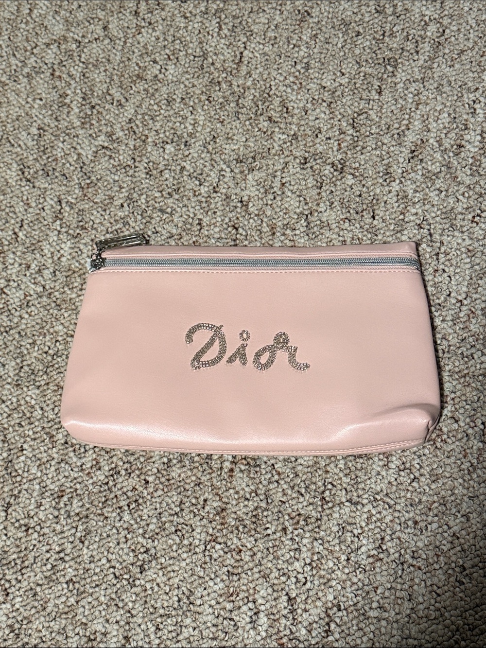 New Dior Blush Pink Leather Cosmetic Pouch with Logo Detail